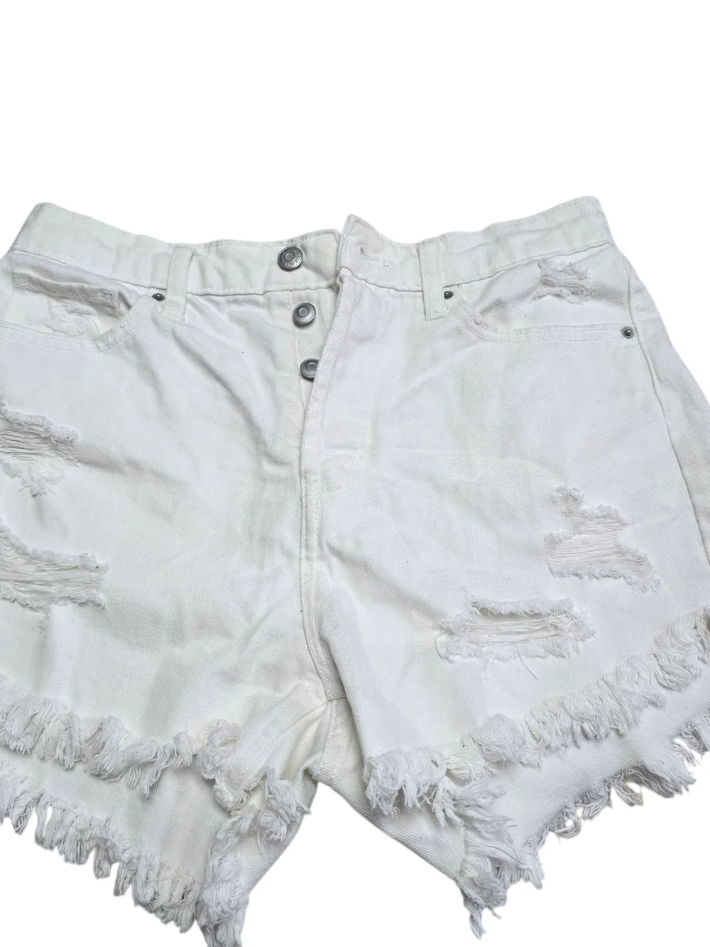 Wild Fable White Denim Shorts Women’s 6 High Rise Distressed Raw Hem